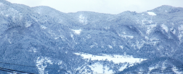 雪の降る山